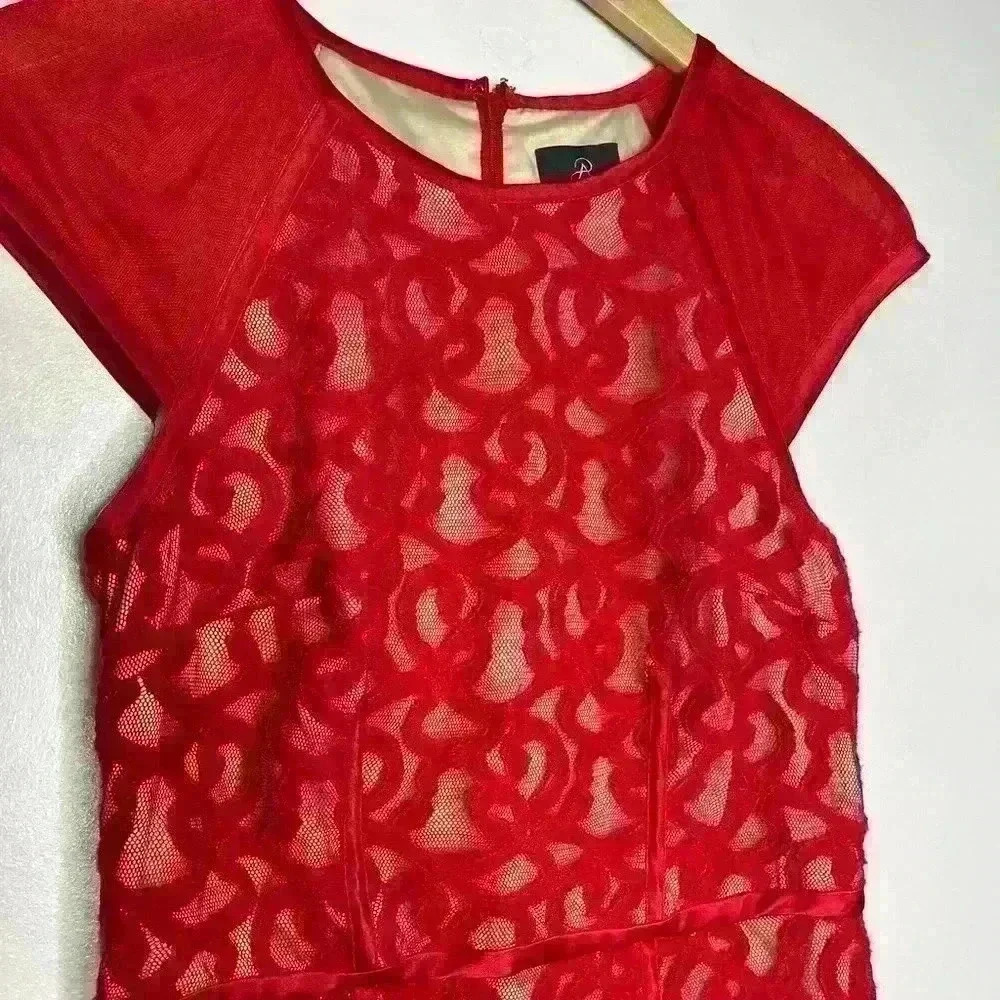 Adrianna Papell Women's Tonal Piped Lace Dress Size 6 - Picture 3 of 6